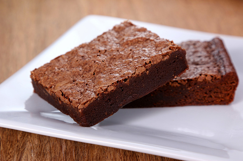 Two Pieces of Original Brownies on a plate
