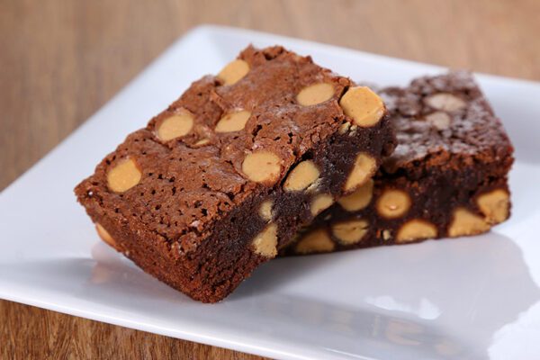Delicious Peanut Butter Brownies On The Plate
