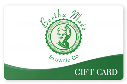 Bertha Mae's brownie co gift card in white and green color